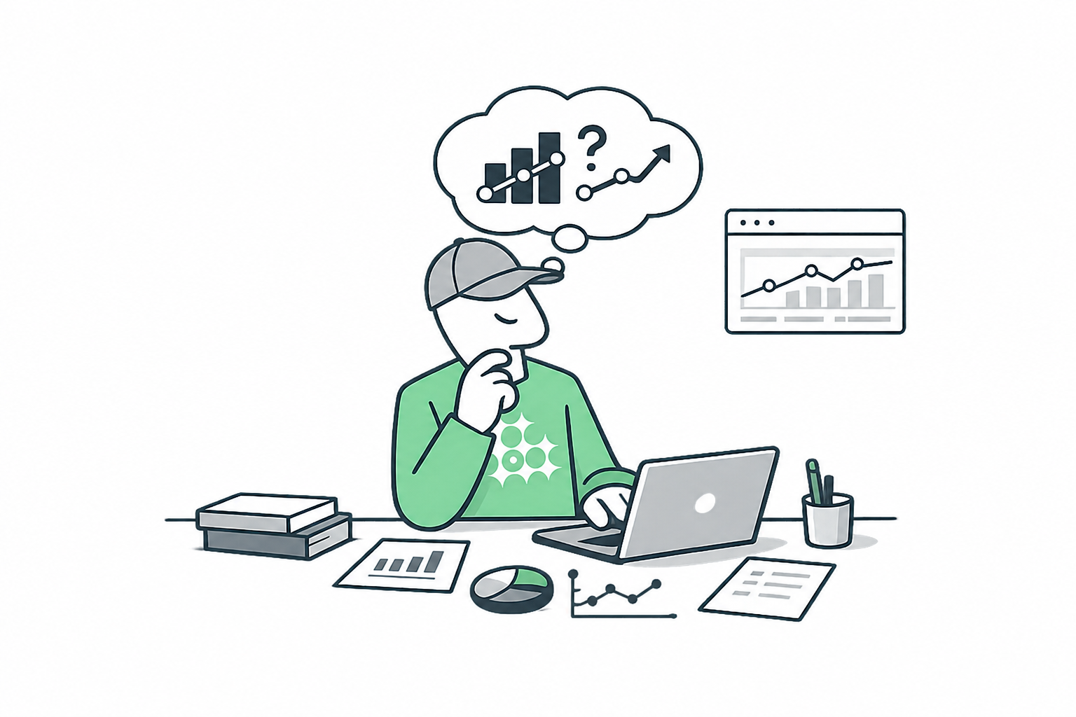 A data scientist thinking through charts and questions